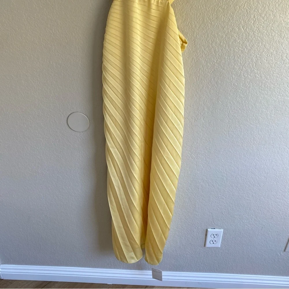 Abercrombie & Fitch Giselle Pleated One Shoulder Cutout Maxi Dress Yellow Petite